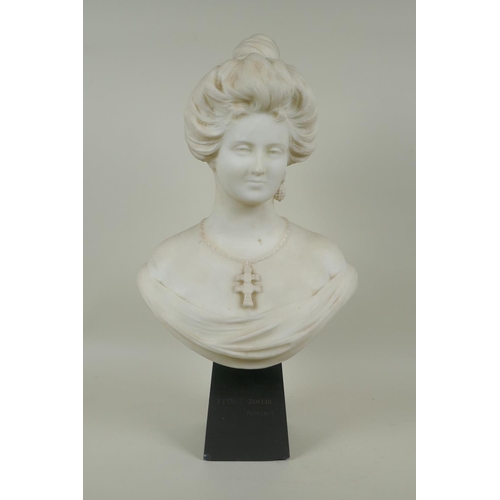 2 - Ettore Zocchi, (Italian, active late C19th/early C20th), marble bust of an Italian woman, inscribed ...