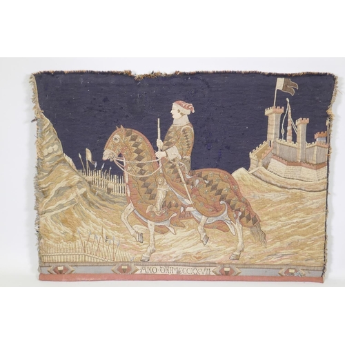 21 - A tapestry wall hanging after Simone Martini of Guidoriccio da Fogliano at the Castle of Montemassi ... 