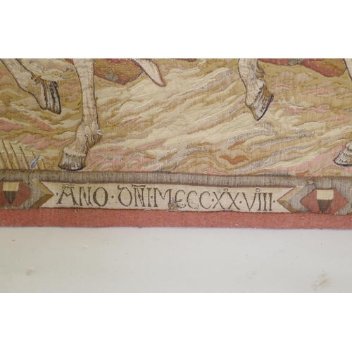 21 - A tapestry wall hanging after Simone Martini of Guidoriccio da Fogliano at the Castle of Montemassi ... 