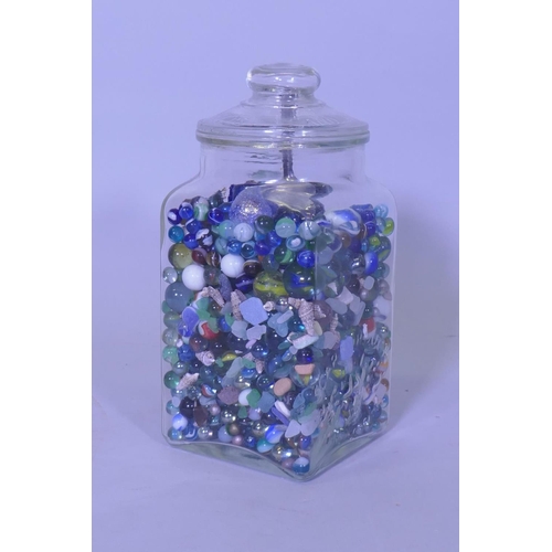 23 - A large Scarborough & Co sweet jar full of vintage marbles, 36cm high