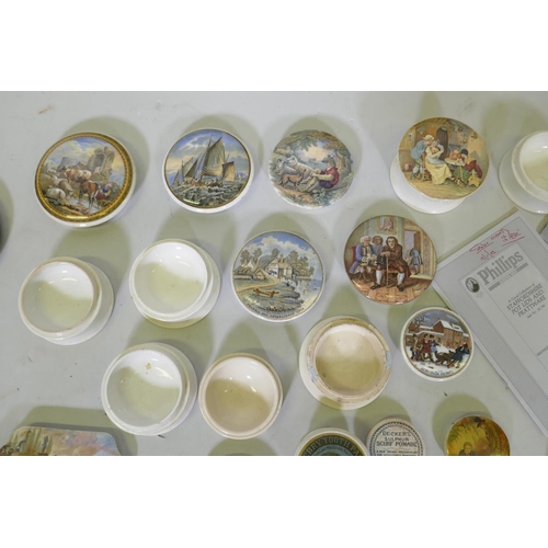 30 - Collection of Staffordshire prattware pots and lids, and a reference book on the same