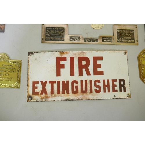 37 - A quantity of antique and modern metal and enamel signs and plates, largest 30 x 14.5cm