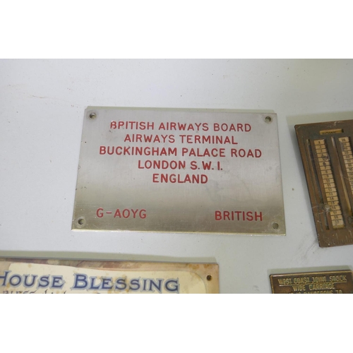 37 - A quantity of antique and modern metal and enamel signs and plates, largest 30 x 14.5cm