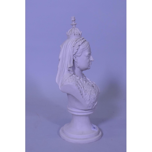 56 - A reconstituted marble bust of Queen Victoria, 40cm high