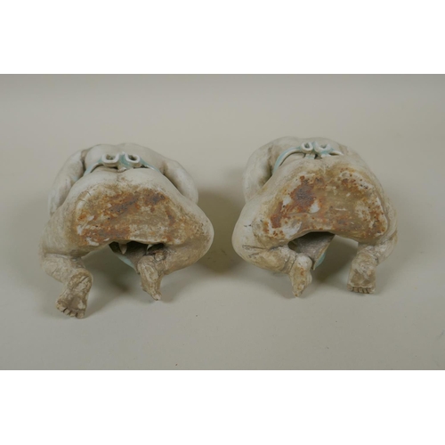 70 - A pair of Chinese song style figures of a boy and girl, 15cm high