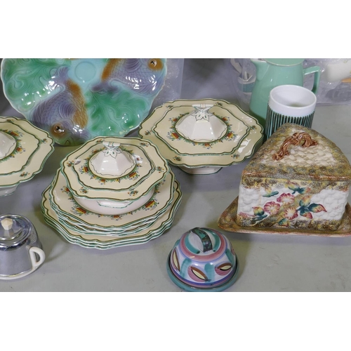 74 - A large quantity of Victorian and later pottery and porcelain to include dressing table set, jugs, b... 