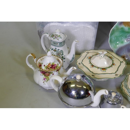 74 - A large quantity of Victorian and later pottery and porcelain to include dressing table set, jugs, b... 