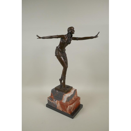 79 - After Demetre H. Chiparus, (Romanian, 1886-1947), Art Deco style bronze figure of a girl dancing, on... 