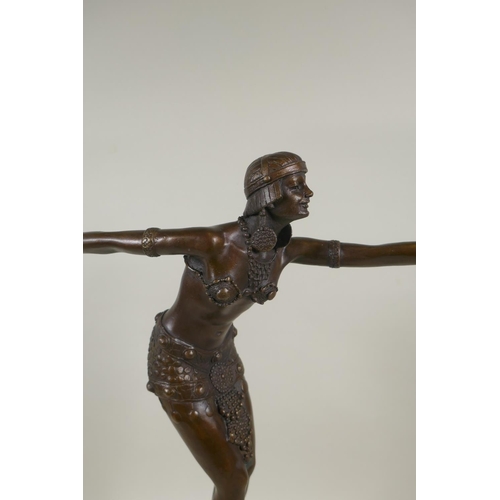 79 - After Demetre H. Chiparus, (Romanian, 1886-1947), Art Deco style bronze figure of a girl dancing, on... 