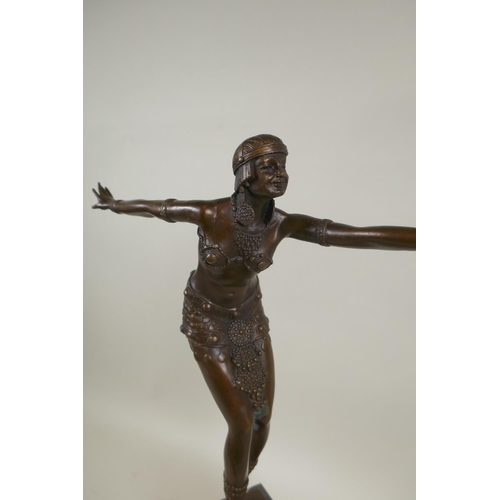 79 - After Demetre H. Chiparus, (Romanian, 1886-1947), Art Deco style bronze figure of a girl dancing, on... 