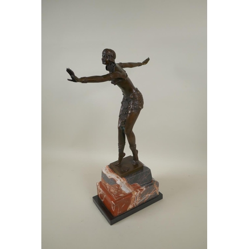 79 - After Demetre H. Chiparus, (Romanian, 1886-1947), Art Deco style bronze figure of a girl dancing, on... 