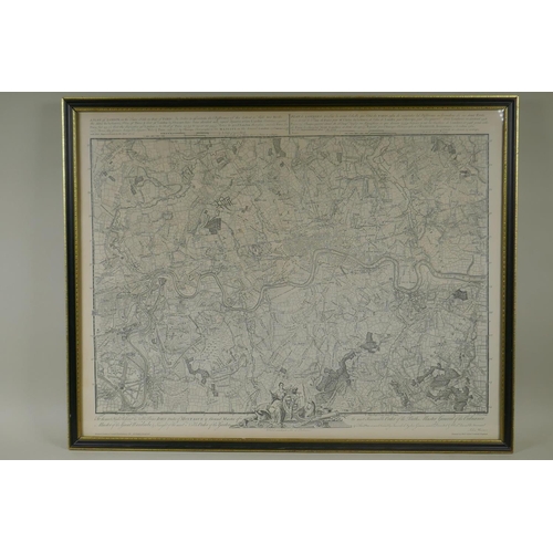 889 - A framed print of a Map of Historic London, after John Rocque and Richard Parr, and a framed Ordnanc... 