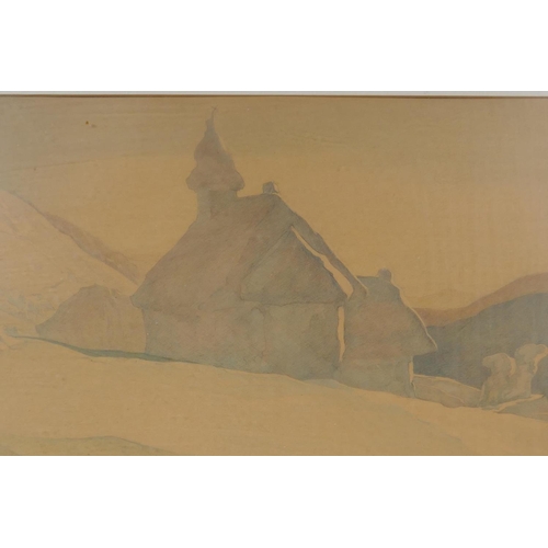 891 - Raimund Mosler, (European, 1886-1959), Eastern European churches, three watercolours, pencil signed ... 