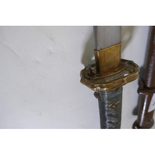 10 - A copy of a WWII Japanese Imperial Army NCO's Type 95 Shin Gunto sword with aluminium hilt and brass... 