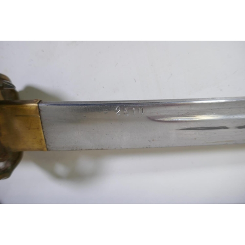 10 - A copy of a WWII Japanese Imperial Army NCO's Type 95 Shin Gunto sword with aluminium hilt and brass... 