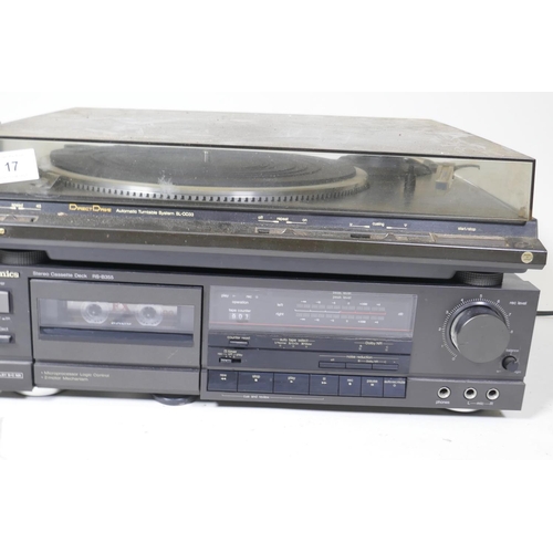 17 - Technics Hi-Fi equipment; Stereo Tuner ST-Z450L; cassette deck, RS-B28R; compact disc player SL-PG32... 