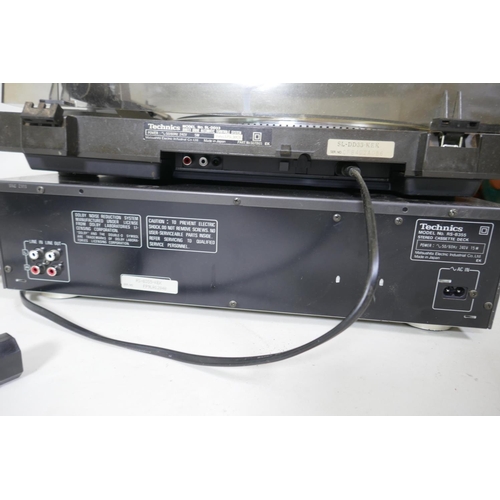 17 - Technics Hi-Fi equipment; Stereo Tuner ST-Z450L; cassette deck, RS-B28R; compact disc player SL-PG32... 