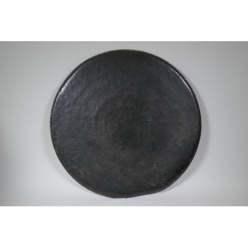 20 - A large C18th Ottoman copper tray, signed Master Al-Muhammad Al-Din Hesam Rezani, further inscribed ... 