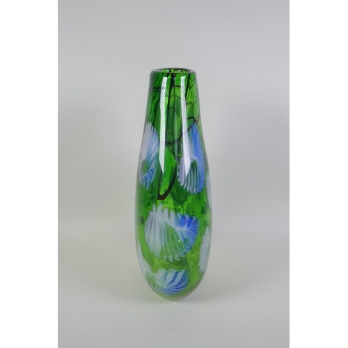 21 - A Murano green art glass vase, 36cm high