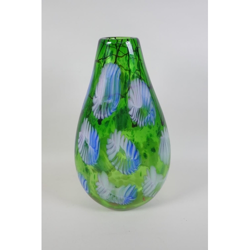 21 - A Murano green art glass vase, 36cm high