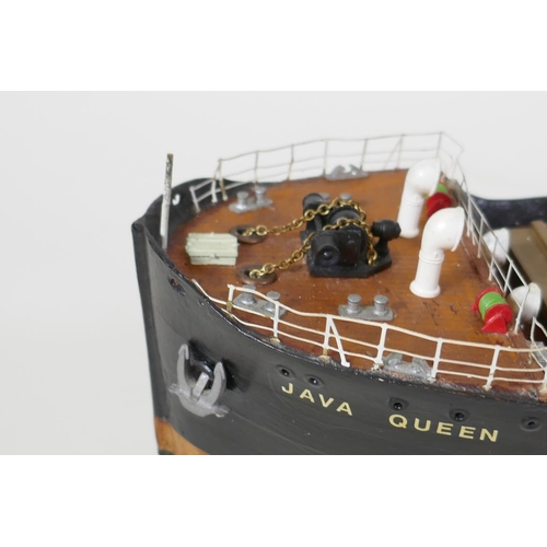 4 - A radio controlled model of a ship, steam coaster, Java Queen, 92cm long, 13cm beam