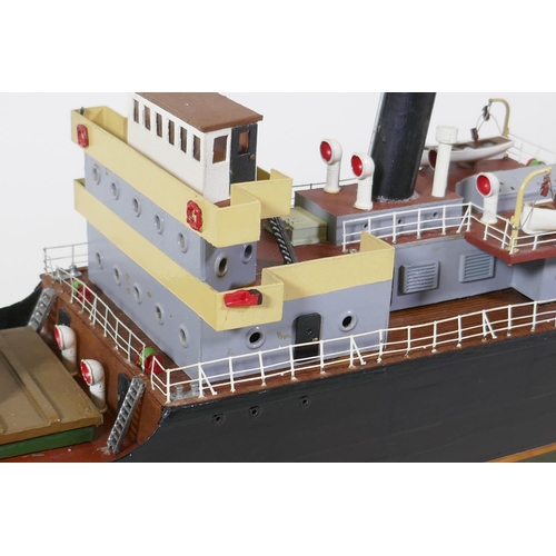 4 - A radio controlled model of a ship, steam coaster, Java Queen, 92cm long, 13cm beam