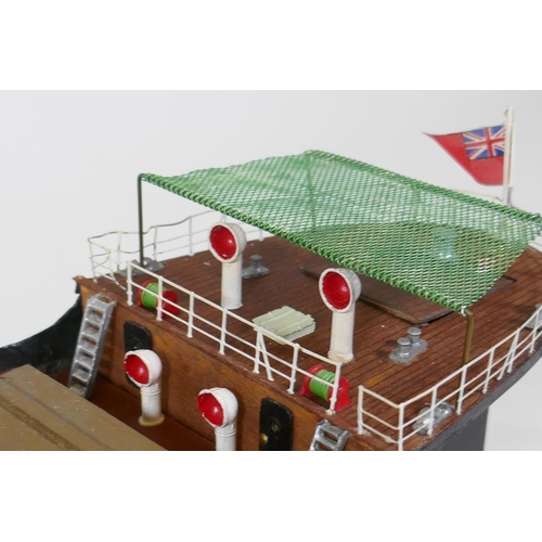 4 - A radio controlled model of a ship, steam coaster, Java Queen, 92cm long, 13cm beam