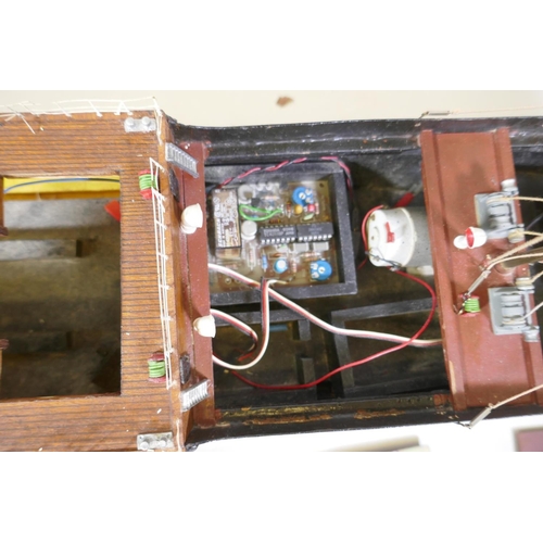 4 - A radio controlled model of a ship, steam coaster, Java Queen, 92cm long, 13cm beam