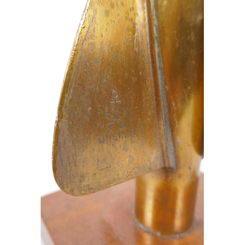 46 - A late C19th/early C20th Thomas Walker & Son brass 'cherub' ship's log, later converted to a tab... 