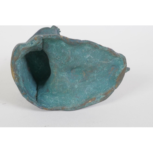 47 - A Grand Tour bronze figure of Hermes, AF repair to leg, and an Chinese archaic style bronze scroll w... 