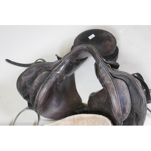 53 - Vintage leather horse saddle