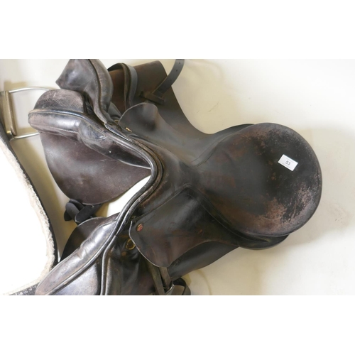 53 - Vintage leather horse saddle