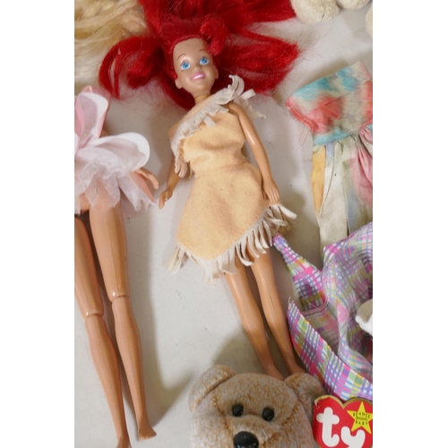 56 - Collection of Ty Beanie Babies and Mattel Barbie dolls