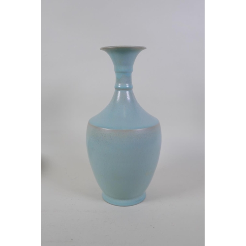 59 - A Chinese Ru style celadon glazed porcelain vase, 27cm high