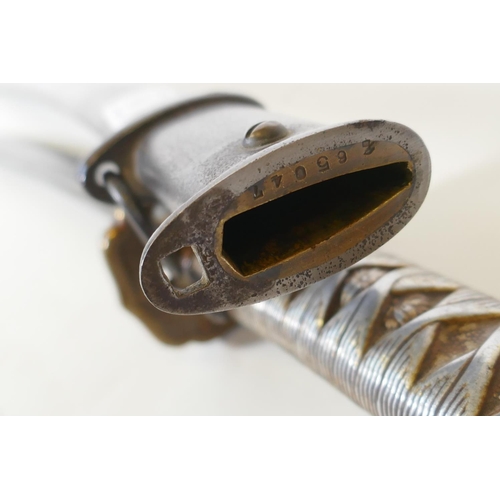 6 - A WWII Japanese Imperial Army NCO's Type 95 Shin Gunto sword, with aluminium hilt, showing traces of... 
