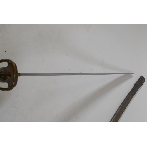 8 - A WWII Japanese Imperial Army NCO's Type 95 Shin Gunto sword with aluminium hilt, brass tsuba and en... 