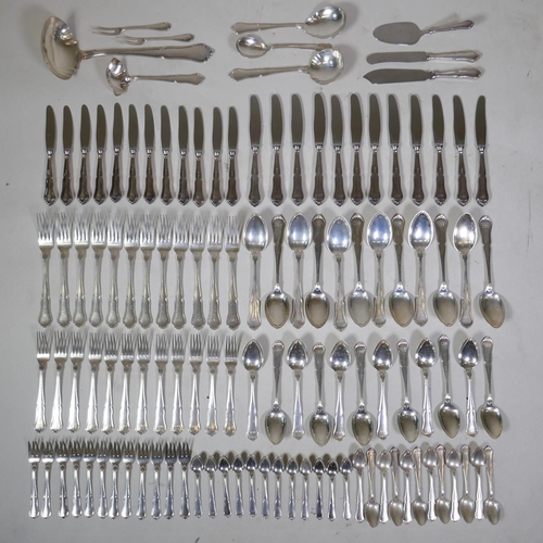 618 - An early C20th Danish twelve place setting silver flatware service, with additional spares and other...