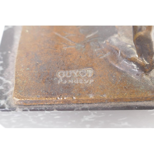 17 - A modernist bronze sculpture of a couple dancing, signed to the base J.P. Wellerd?, 1/1, with Guyot ... 