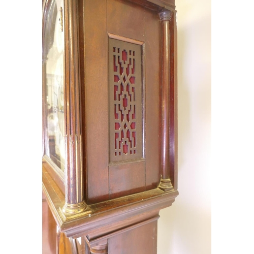 634 - A Queen Anne/George I mahogany musical longcase clock by Henry Thornton, the arched hood with three ... 