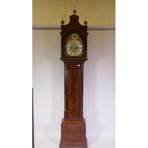 634 - A Queen Anne/George I mahogany musical longcase clock by Henry Thornton, the arched hood with three ... 