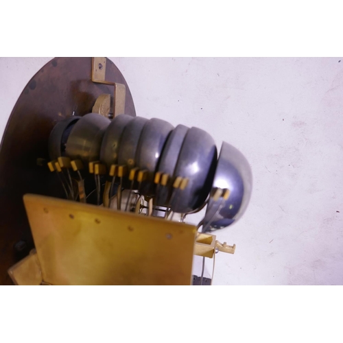 634 - A Queen Anne/George I mahogany musical longcase clock by Henry Thornton, the arched hood with three ... 