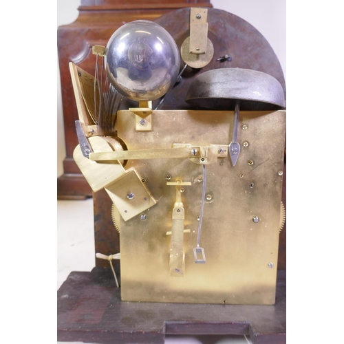 634 - A Queen Anne/George I mahogany musical longcase clock by Henry Thornton, the arched hood with three ... 