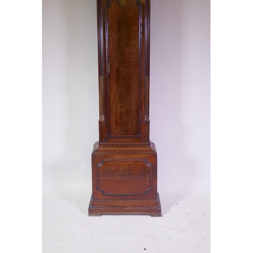 634 - A Queen Anne/George I mahogany musical longcase clock by Henry Thornton, the arched hood with three ... 