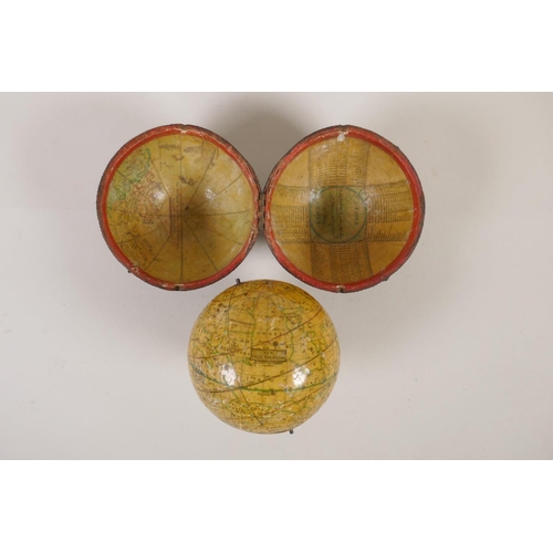 1 - A late C18th/early C19th celestial pocket globe by John and William Cary (J &amp; W Cary), with hand...