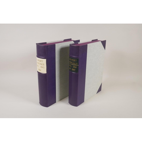 101 - A collection of early Rupert Bear Annuals, in bespoke professionally made book display boxes, annual...