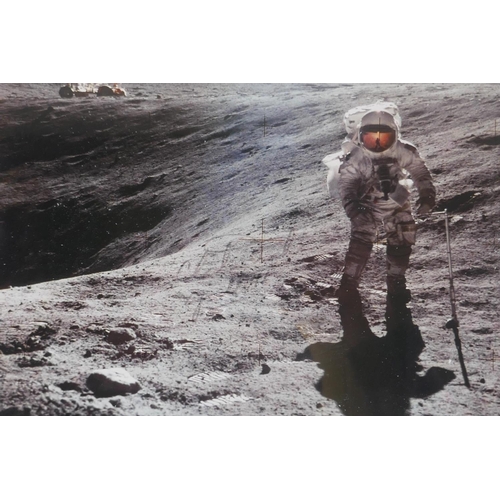 152 - A framed NASA archive signed photograph of astronaut Charles M. Duke Jr of Apollo 16, with a Novaspa... 