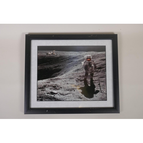152 - A framed NASA archive signed photograph of astronaut Charles M. Duke Jr of Apollo 16, with a Novaspa... 