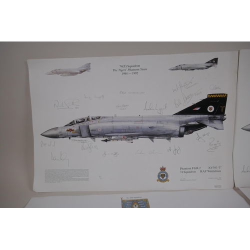 177 - Four RAF aircraft posters signed by members of the Phantom FGR.2 74th Squadron and Tornado GR4A 13th... 