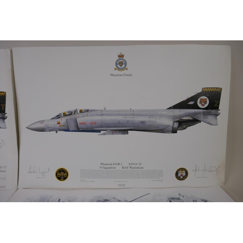 177 - Four RAF aircraft posters signed by members of the Phantom FGR.2 74th Squadron and Tornado GR4A 13th... 