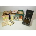 Quantity of shellac 78s records and a Linguaphone portable gramophone